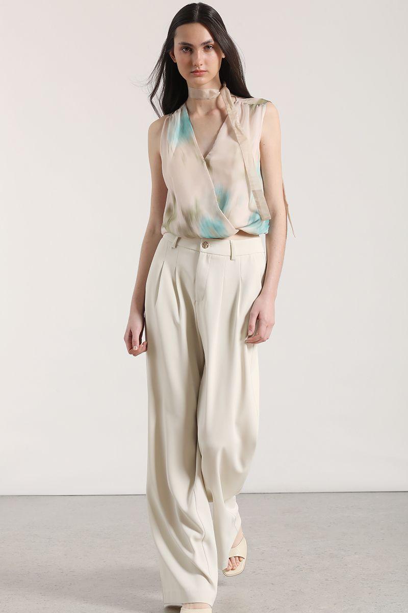 Blusa semitransparente estampada liola mujer verde-2