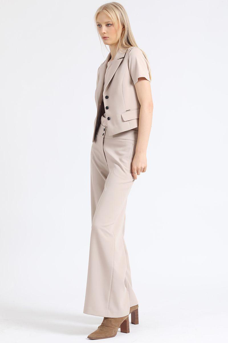 Pantalon Ancho Básico, Beige Liola-4