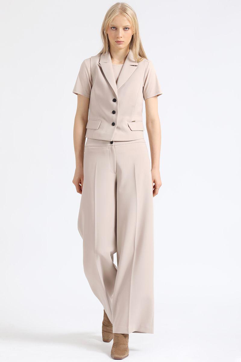 Pantalon Ancho Básico, Beige Liola-5