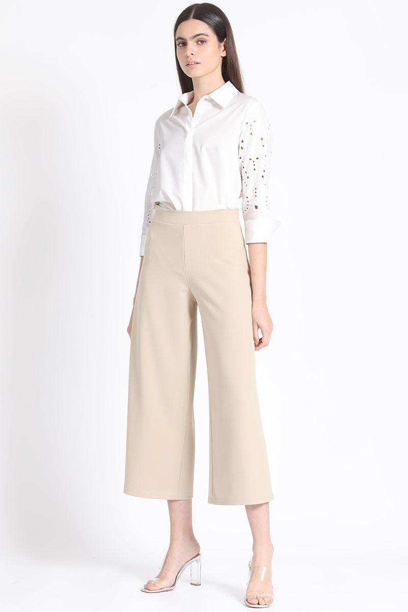 Pantalon Ancho Cropped, Beige Liola-0