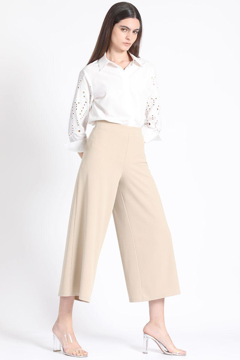 Pantalon Ancho Cropped, Beige Liola-1