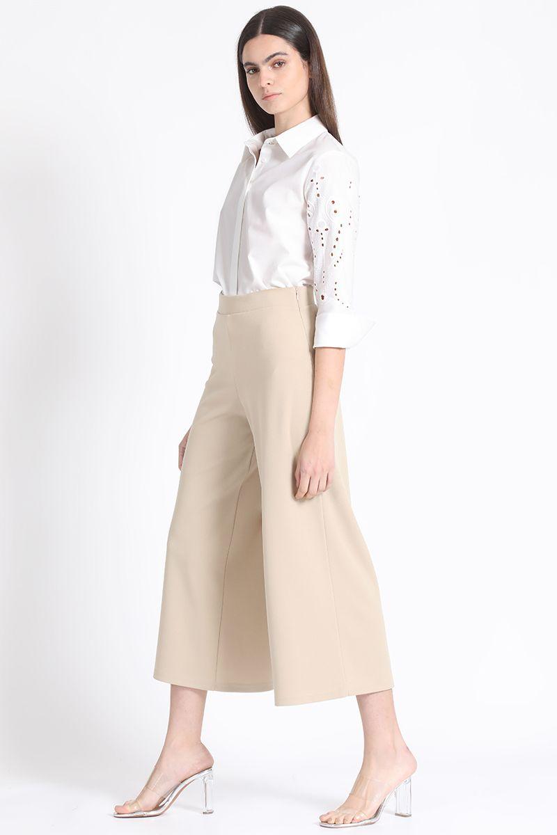Pantalon Ancho Cropped, Beige Liola-2