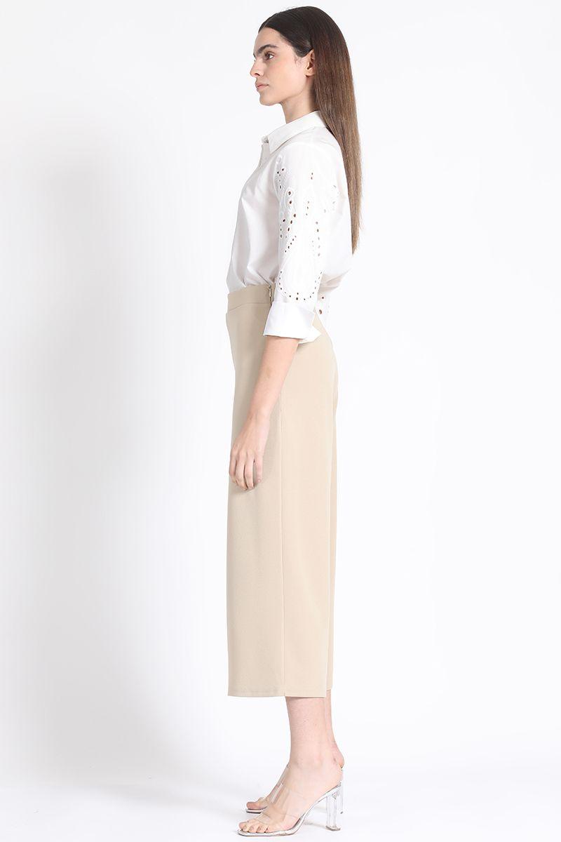 Pantalon Ancho Cropped, Beige Liola-3