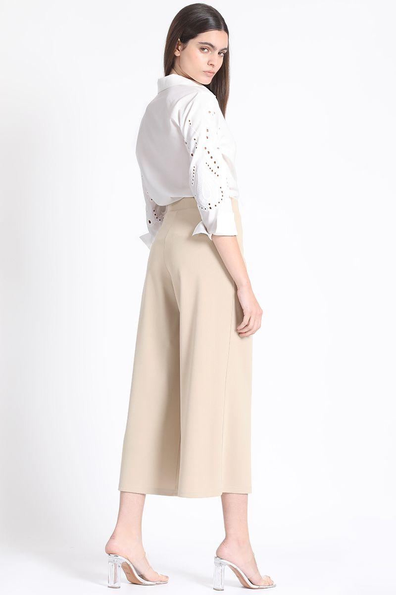Pantalon Ancho Cropped, Beige Liola-4