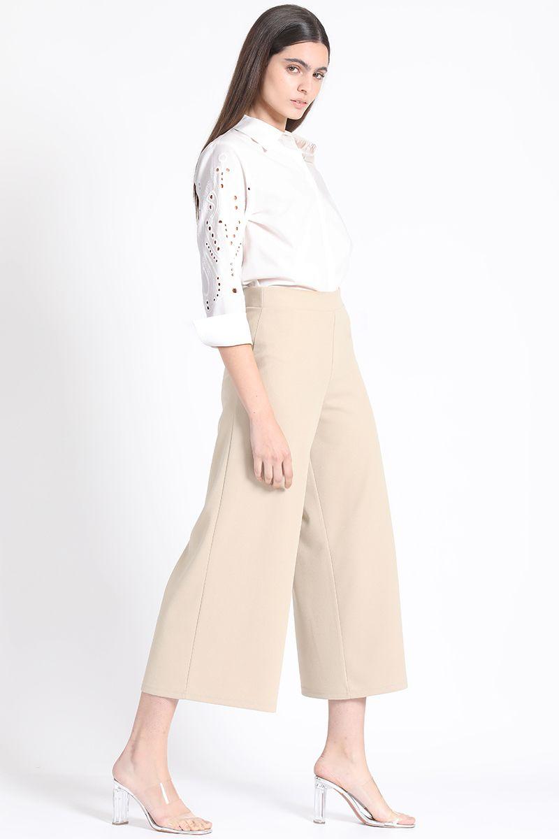 Pantalon Ancho Cropped, Beige Liola-5