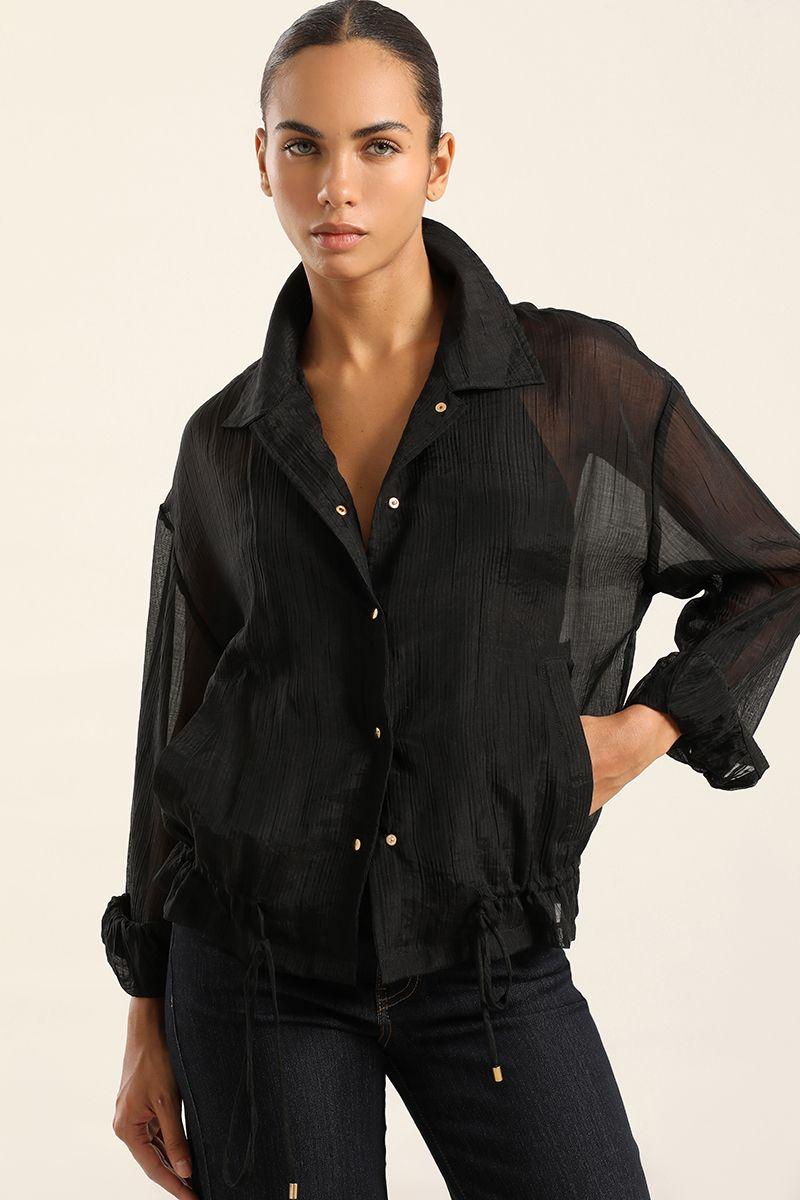Bluson Bomber Mix Lyocell, Negro Liola-3