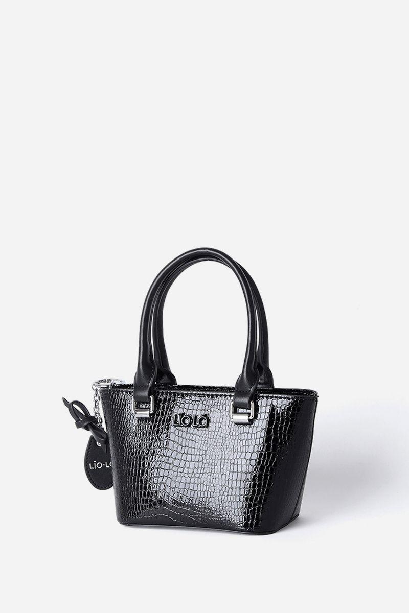 Cartera Mini Con Llavero, Charol, Efecto Cuero, Negro Liola-4