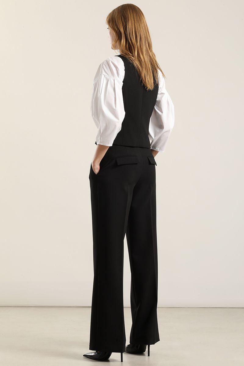 Pantalón recto, tiro alto, negro Liola-2