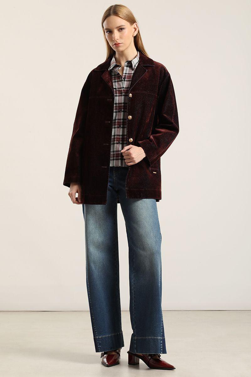 Chaqueton Gabardina Efecto Terciopelo, Chocolate Liola-1