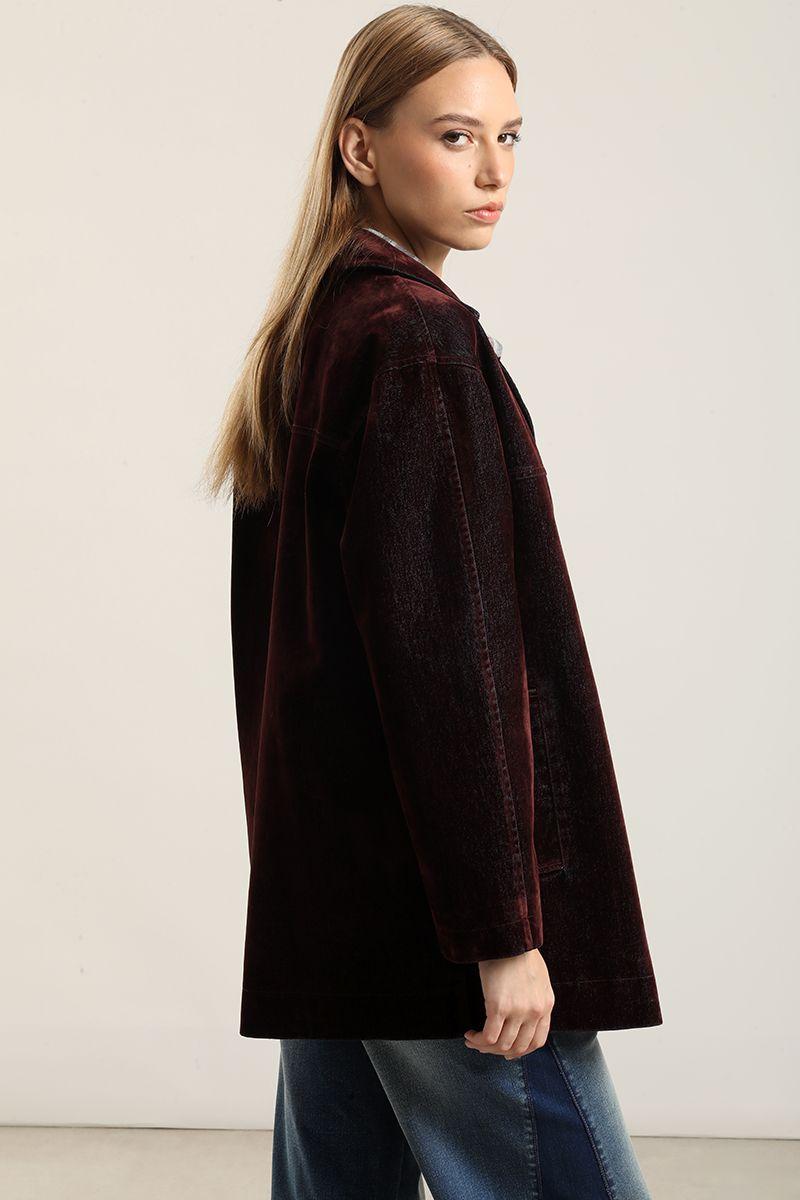 Chaqueton Gabardina Efecto Terciopelo, Chocolate Liola-2