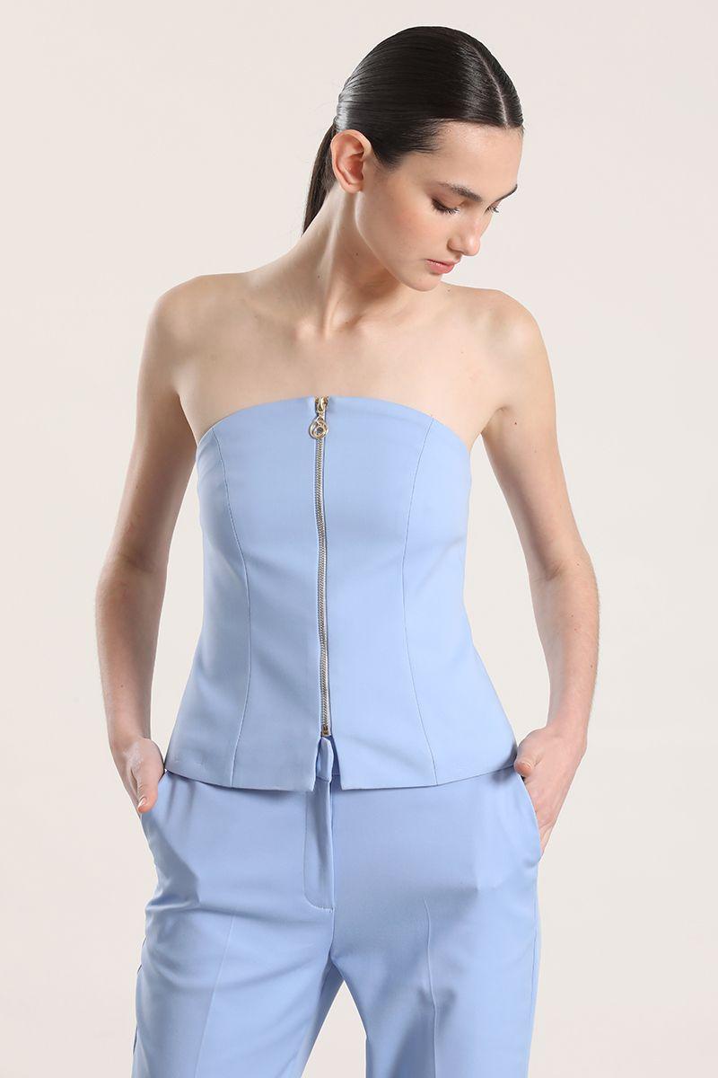 Top strapless Liola mujer celeste-0