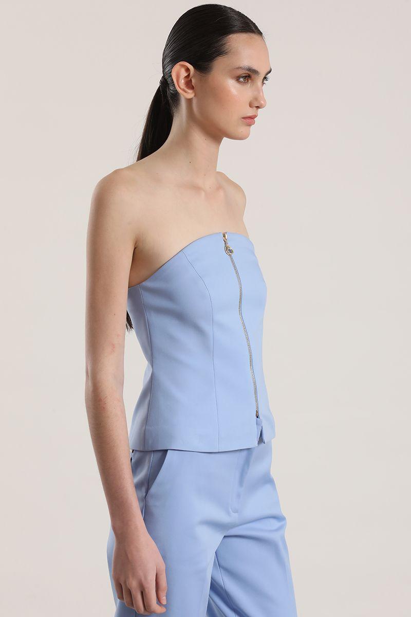 Top strapless Liola mujer celeste-3
