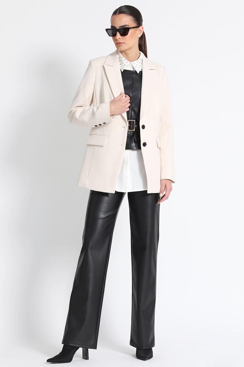 Blazer Largo Entallado Crudo Liola-2