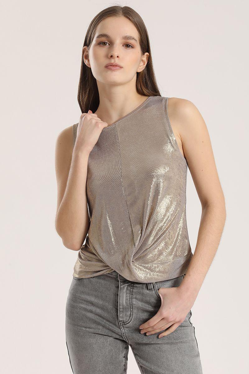 Top folia mujer Liola dorado-3