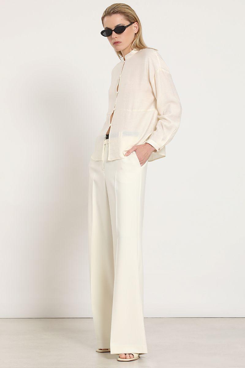 Blusa cuello mao, fluida, crudo Liola-3