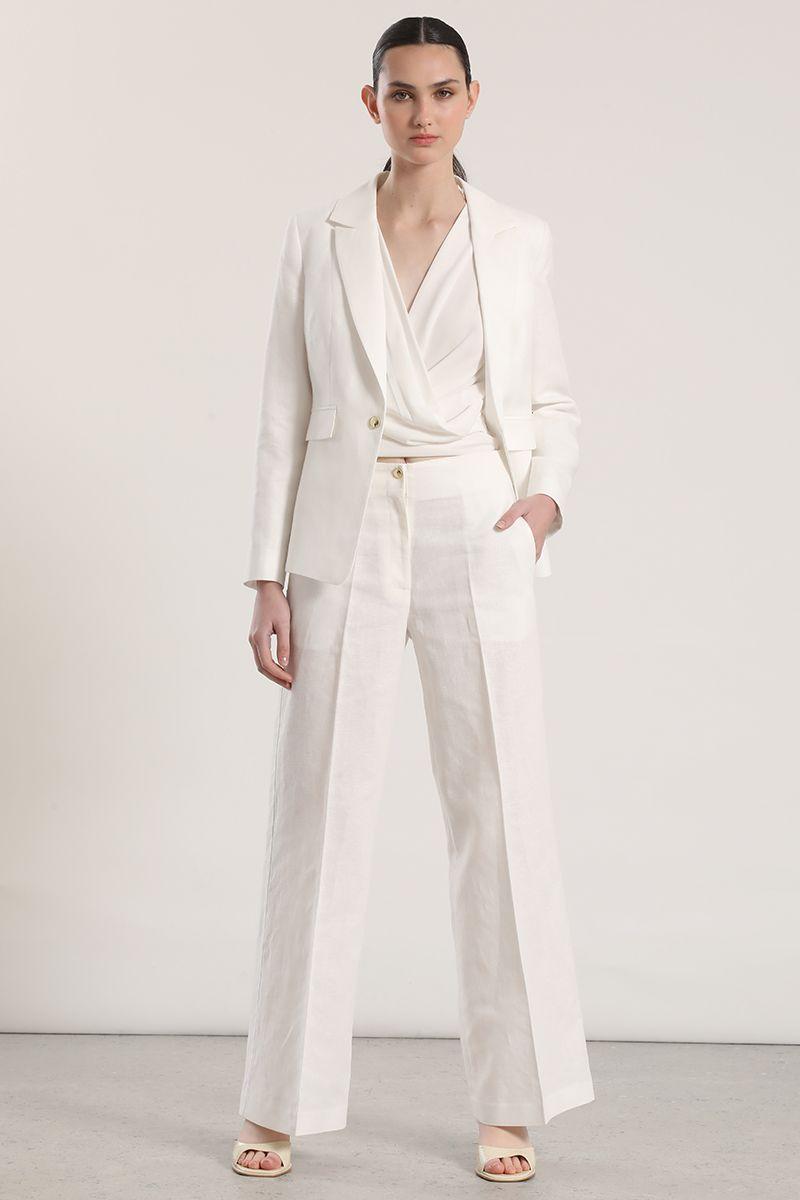 Pantalón ancho lino liola mujer crudo-0