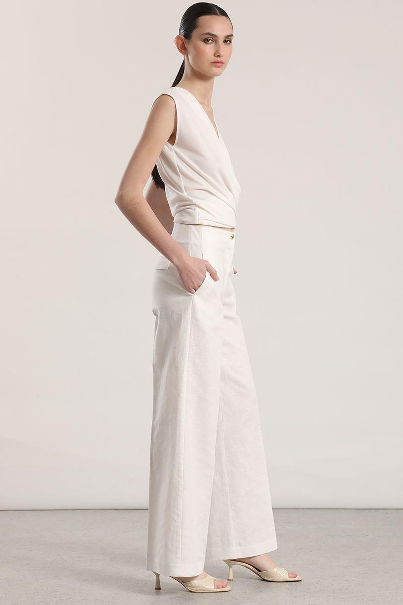 Pantalón ancho lino liola mujer crudo-2