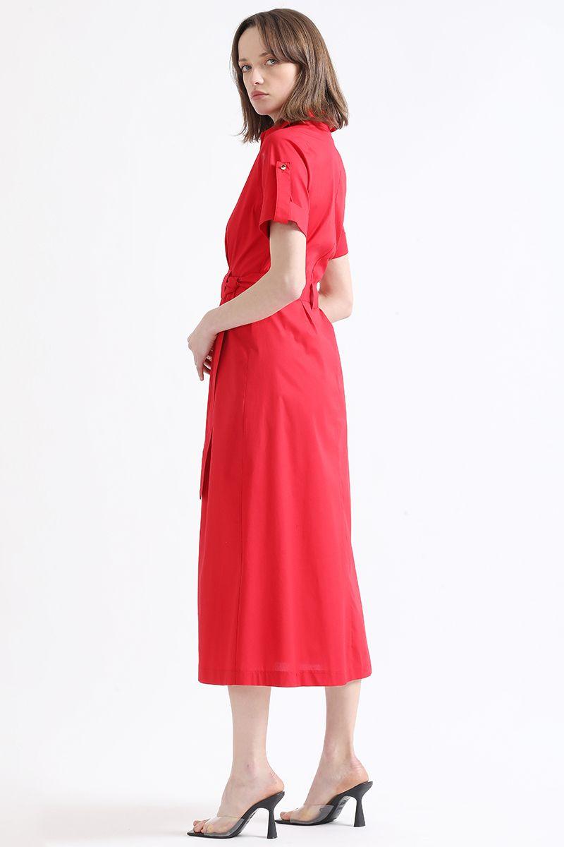 Vestido Camisero Maxi, Rojo, Colección Italia Liola-2
