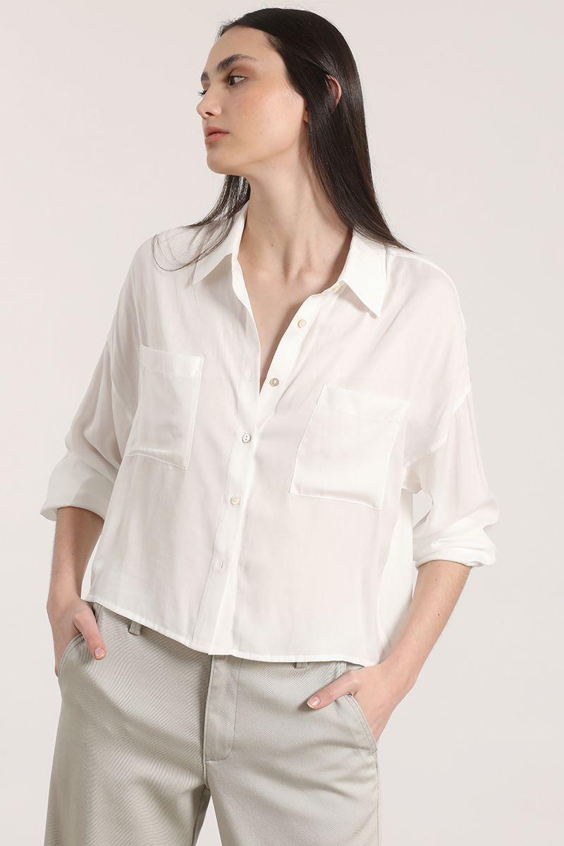 Blusa amplia satinada Liola mujer crudo-2