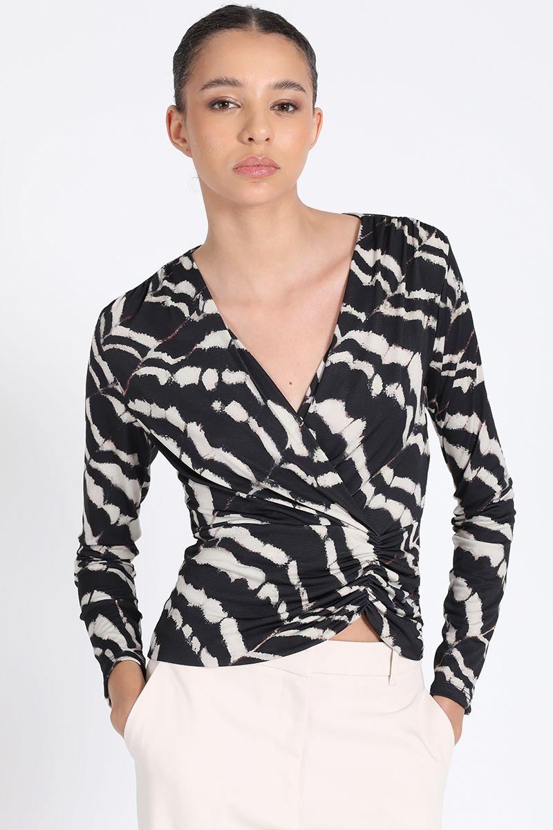 Polera Estampado Contraste Crudo Liola-4