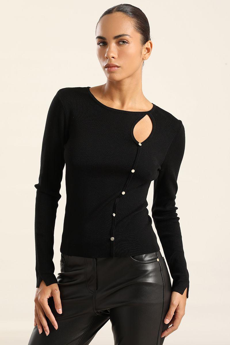 Jersey Punto Abertura Asimetrica, Negro Liola-0