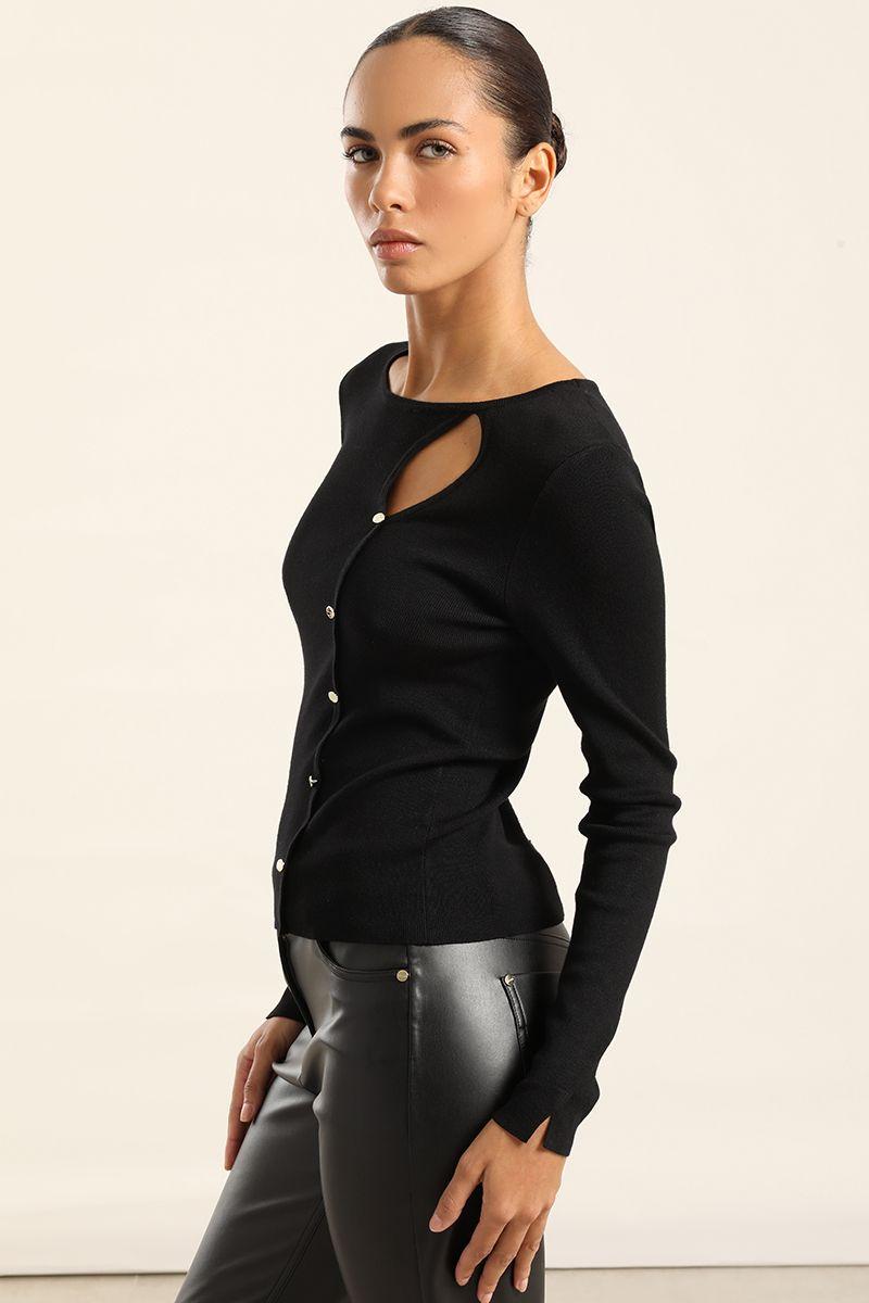 Jersey Punto Abertura Asimetrica, Negro Liola-3