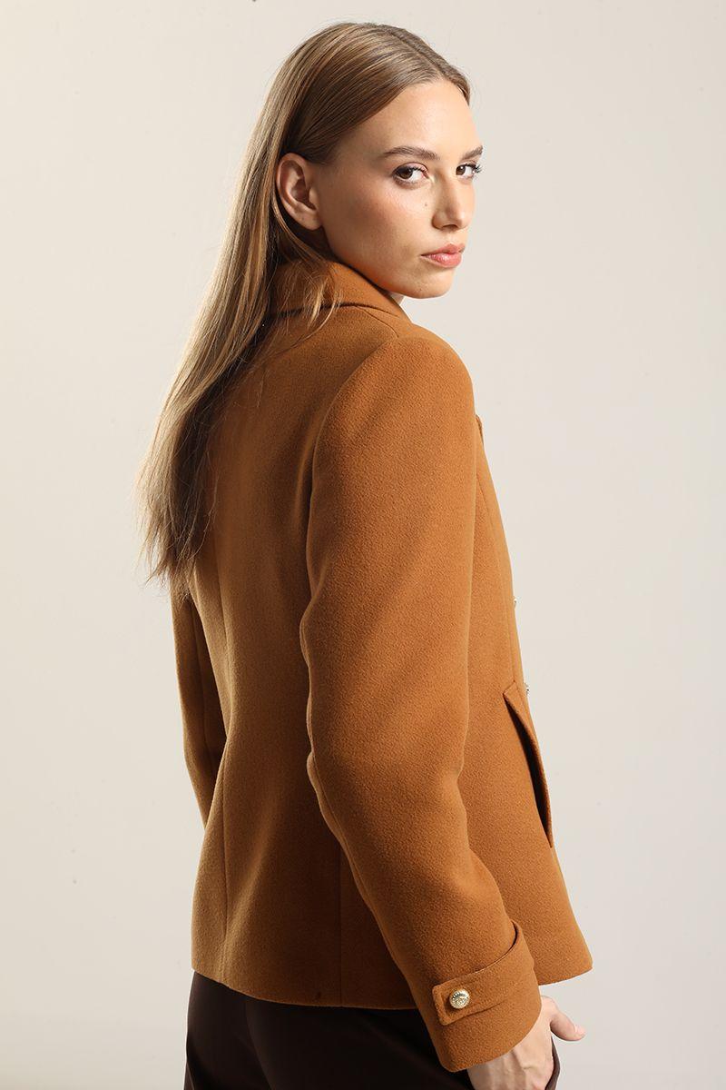 Chaqueta cruzada semi recta, camel Liola-2