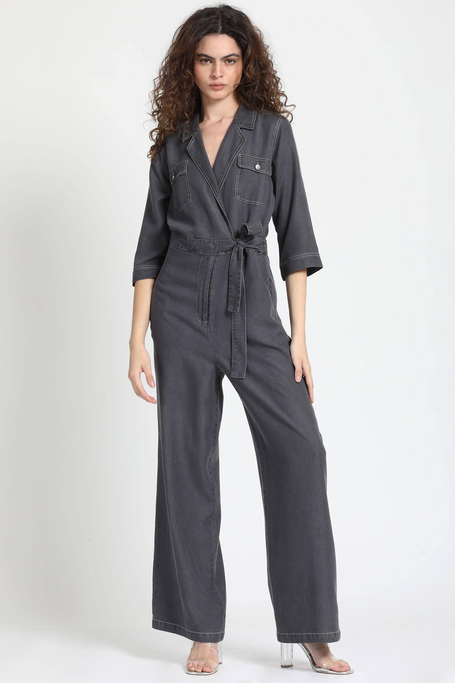 Enterito Largo Pespunte Contratono, Lyocell Grafito Liola-1