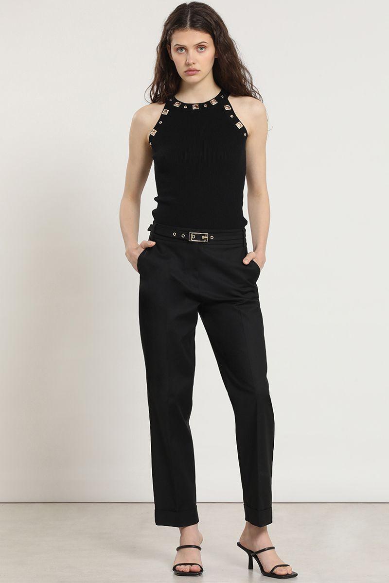 Top punto, halter, tachas, negro Liola-1