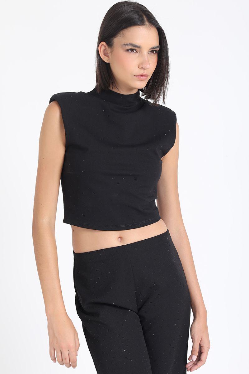 Top Recto, Strass, Negro Liola-3