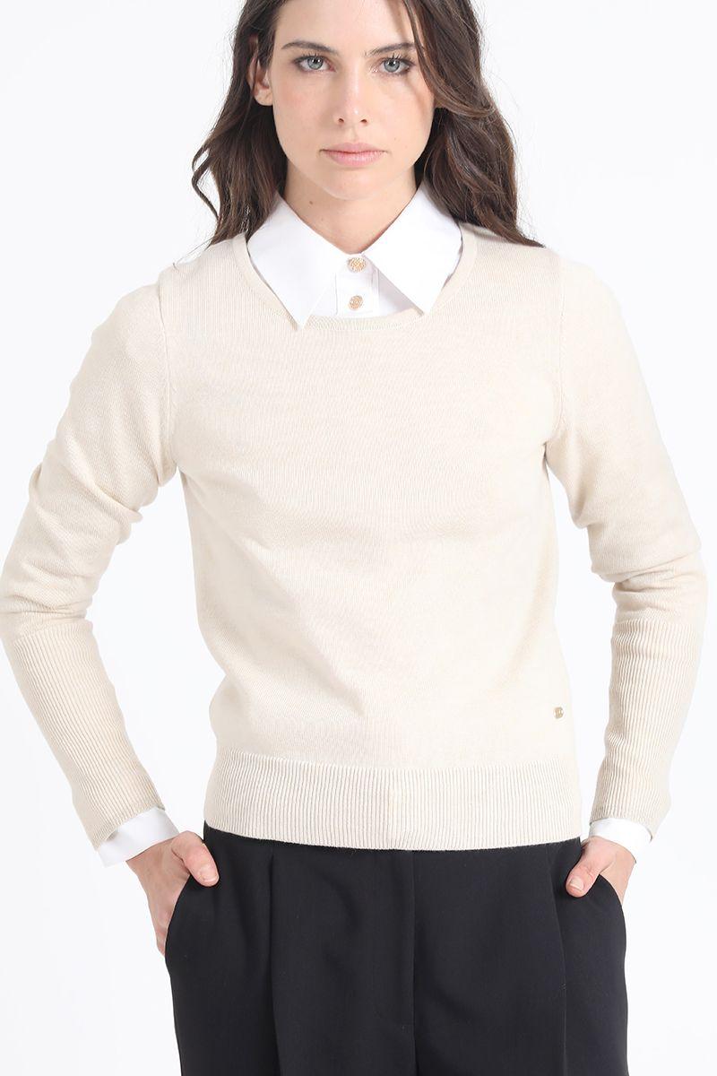 Sweater Basico Punto, Crudo Liola-2