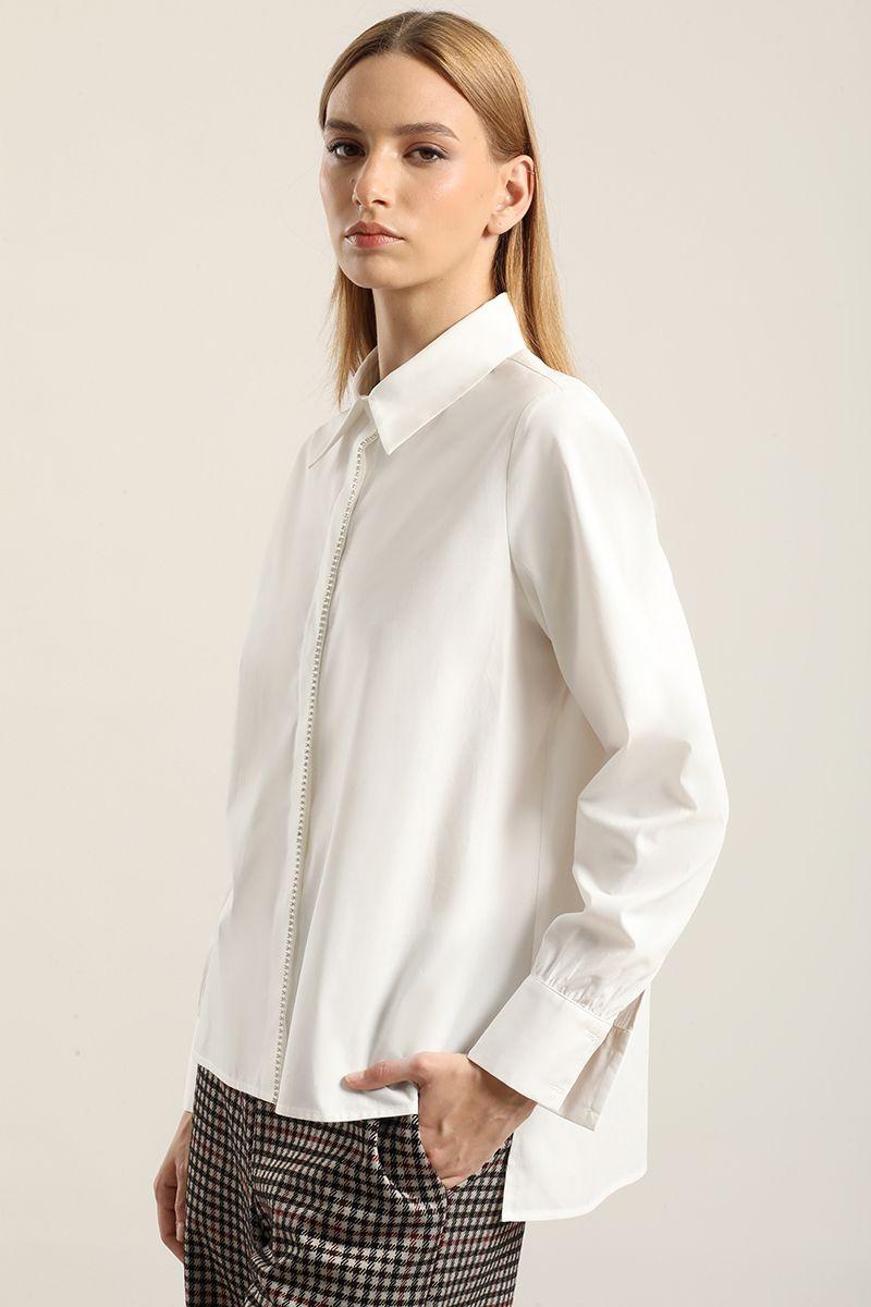 Camisa Poplin Strass, Crudo Liola-0