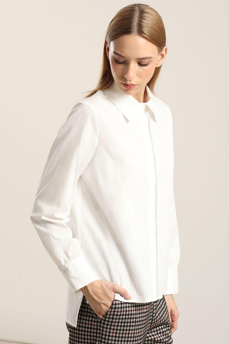 Camisa Poplin Strass, Crudo Liola-2