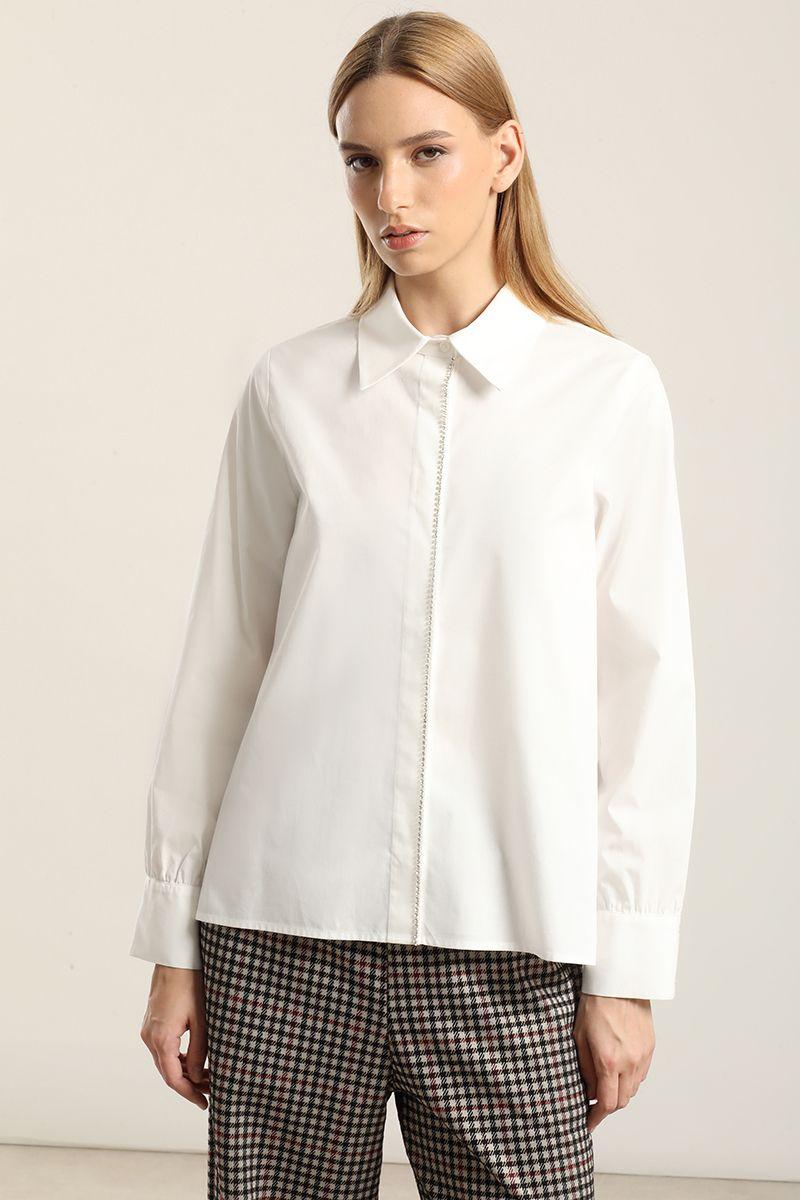 Camisa Poplin Strass, Crudo Liola-3