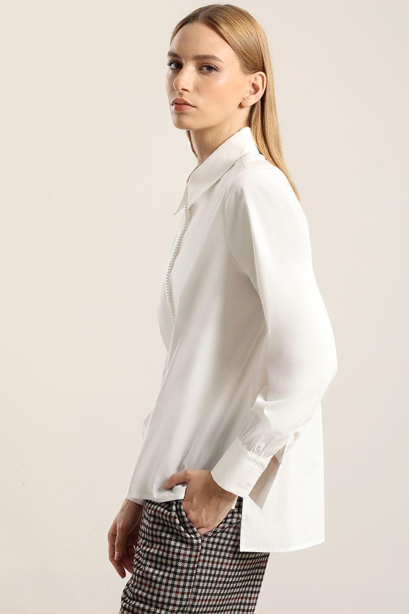 Camisa Poplin Strass, Crudo Liola-4