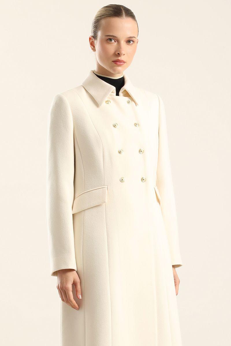 Abrigo largo cruzado, muflon crudo Liola-1