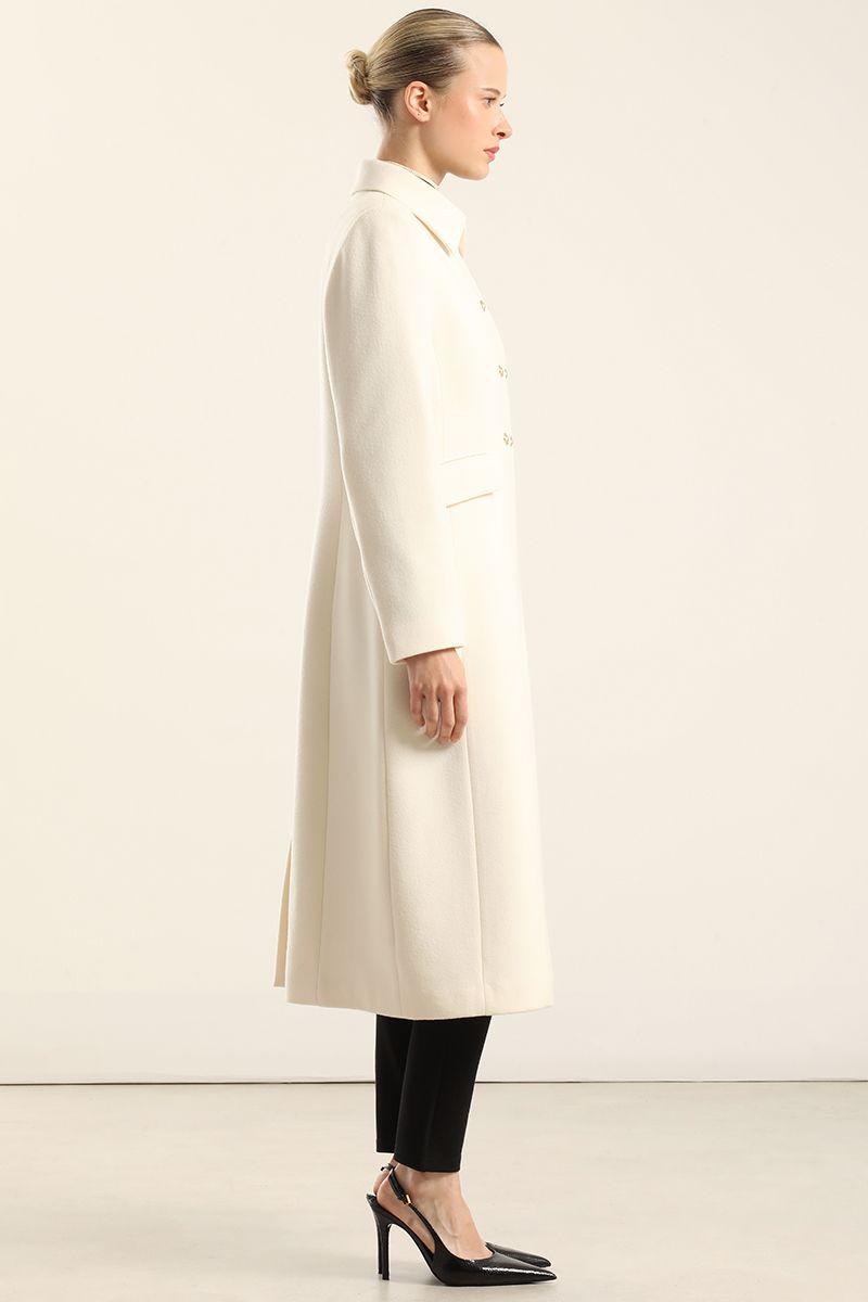 Abrigo largo cruzado, muflon crudo Liola-4