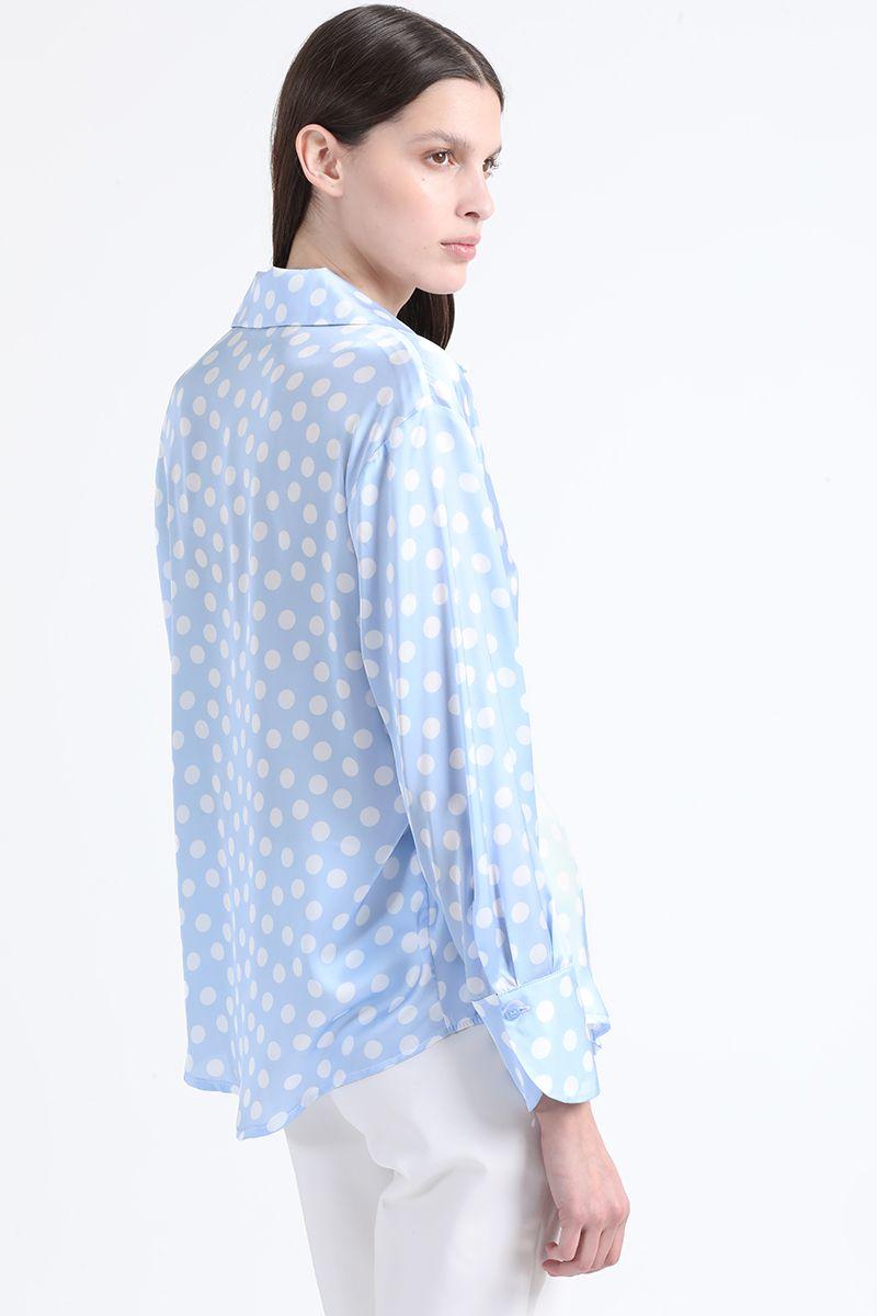 Blusa Satin Lunares, Azul, Colección Italia Liola-6