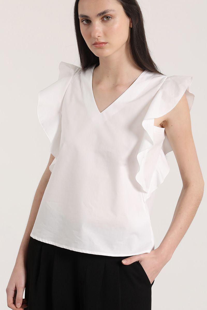 Blusa con vuelos liola mujer blanco-0
