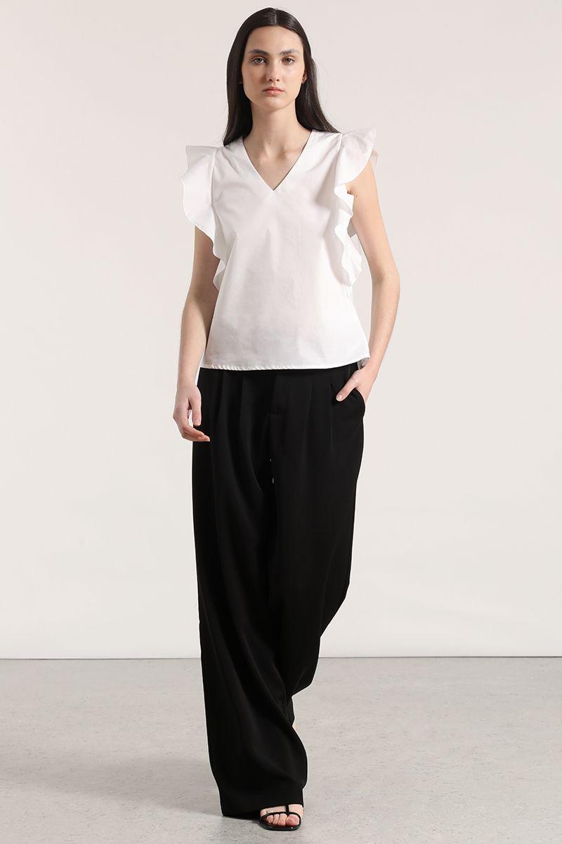 Blusa con vuelos liola mujer blanco-1