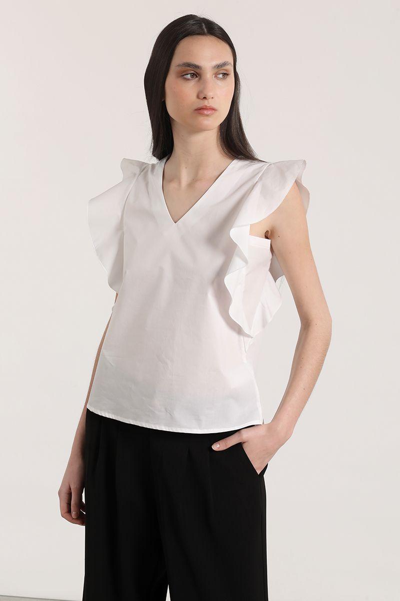 Blusa con vuelos liola mujer blanco-2