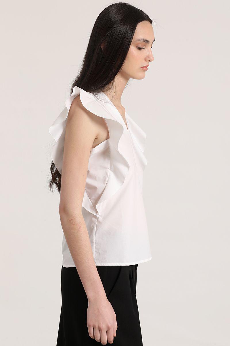 Blusa con vuelos liola mujer blanco-3