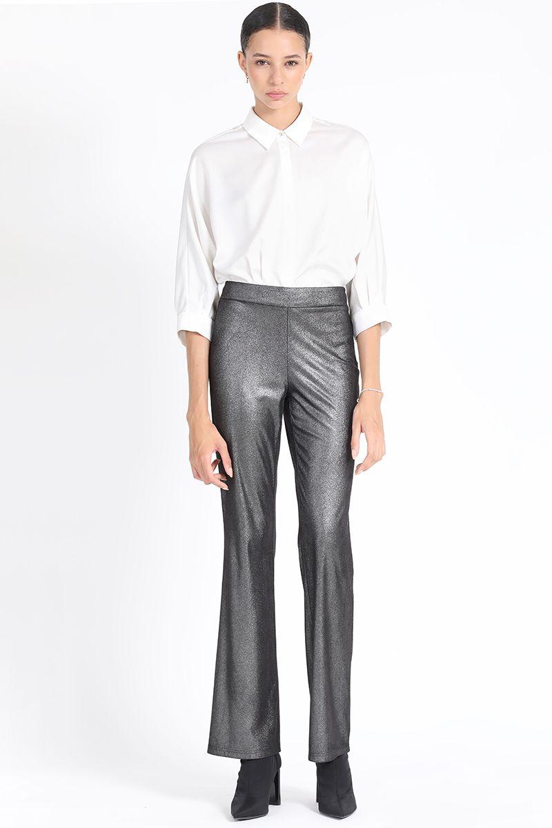 Pantalon Flare Leggins Metalizado, Negro Liola-0