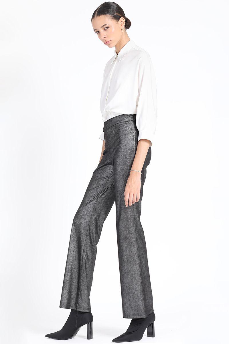 Pantalon Flare Leggins Metalizado, Negro Liola-1