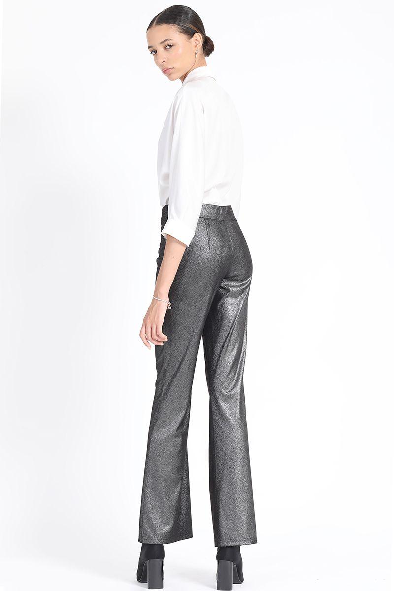 Pantalon Flare Leggins Metalizado, Negro Liola-2