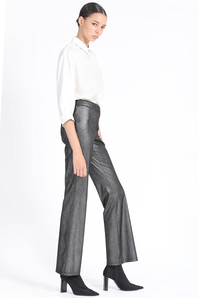 Pantalon Flare Leggins Metalizado, Negro Liola-4