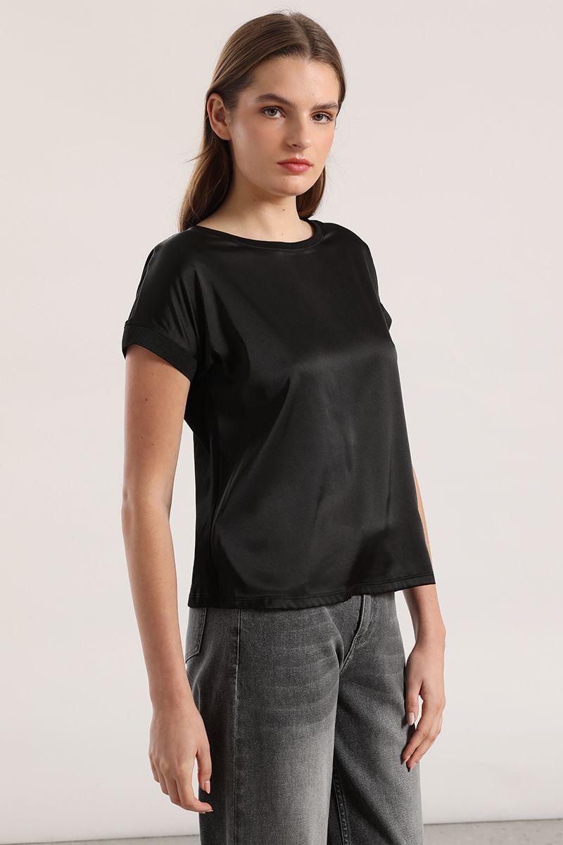Polera básica satin Liola mujer negro-3