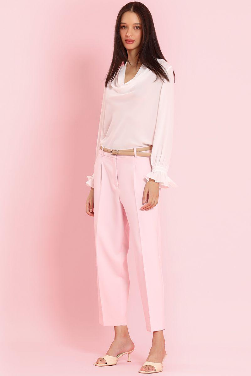 Blusa drapeada, puño fantasia, crudo Liola-3