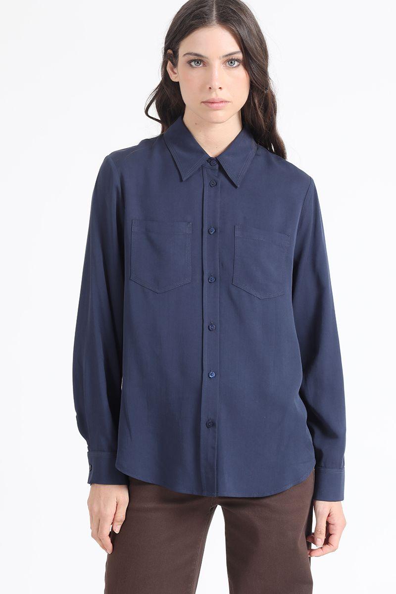 Blusa Larga Basica, Azul Marino Liola-0