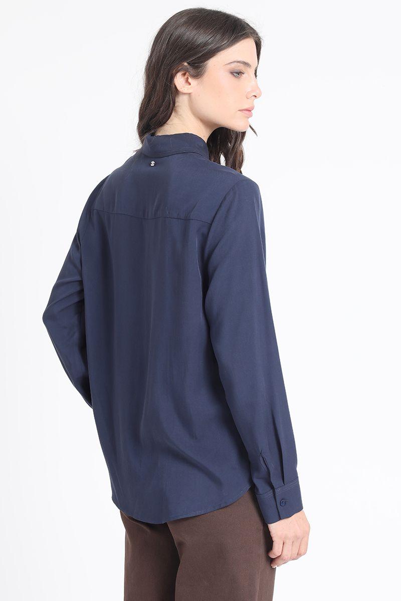 Blusa Larga Basica, Azul Marino Liola-4